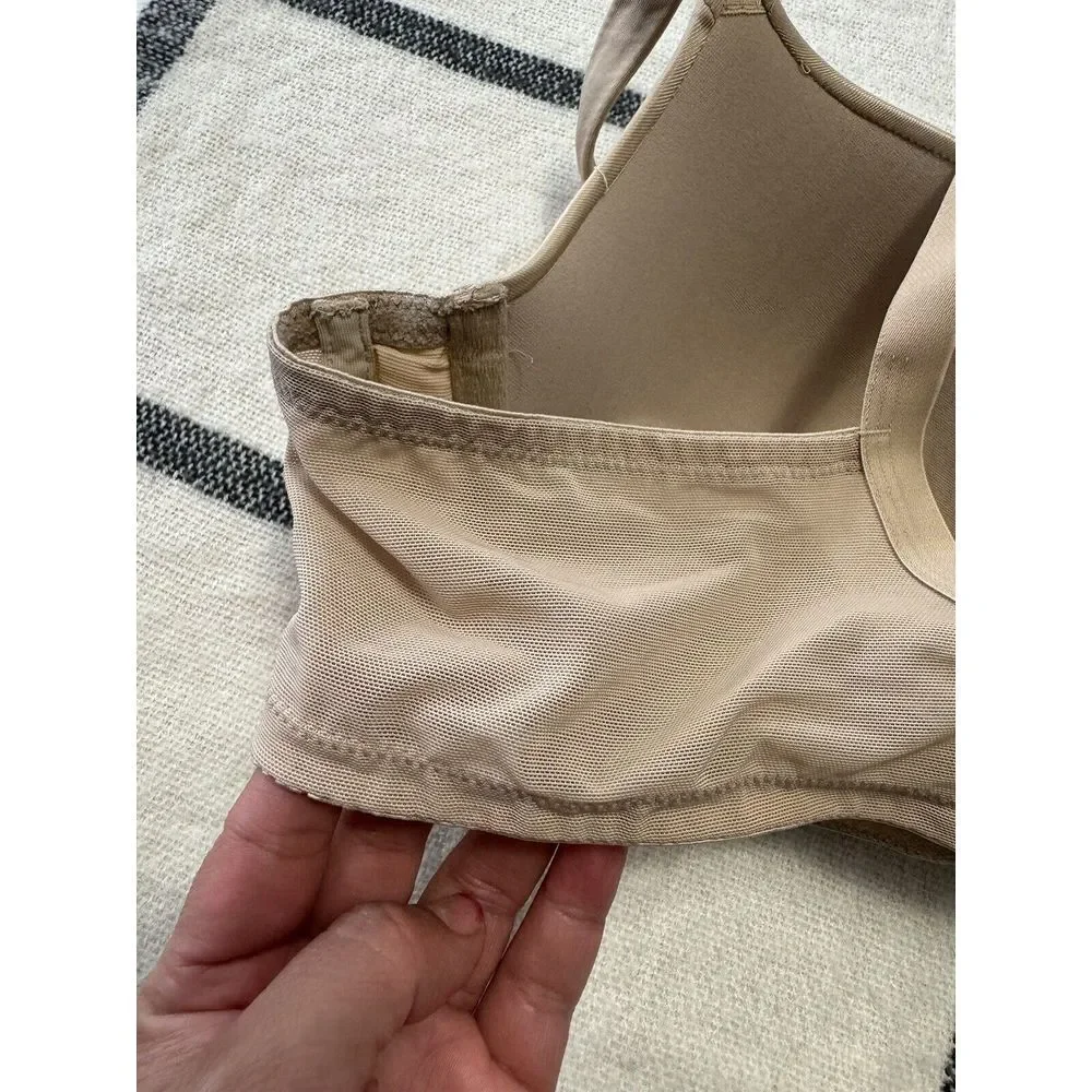 Cacique 40D Balconette Bra‎ Women Beige Underwire Lightly Padded Mesh Wings